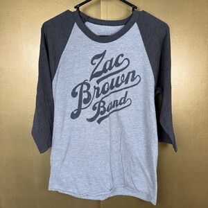 Zac Brown Band Logo Baseball T Shirt Size Small Dark And Light Gray Made In USA